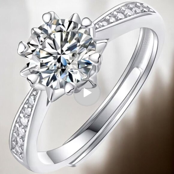 925 Sterling Silver Moissanite Ring Adjustable 1 CT - Picture 3 of 8